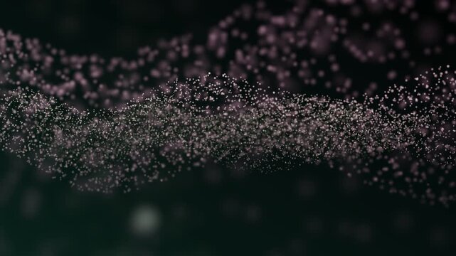 A serene, ethereal wave of luminous particles moving across a dark background with a soft