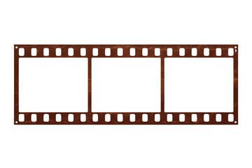 Fototapeta premium Brown vintage film strip with three blank frames