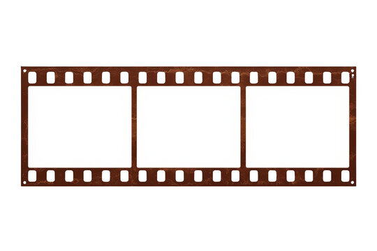 Brown vintage film strip with three blank frames