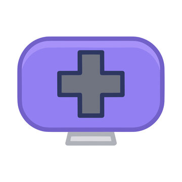 Computer monitor with plus symbol