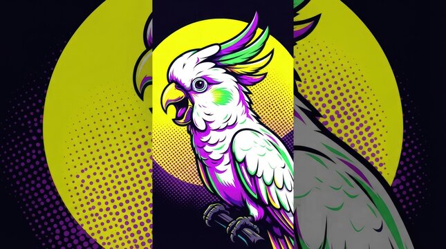Colorful cockatoo illustration in pop art style