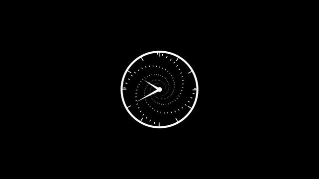 Analog clock spinning animation loop, clock spinning and 24 hours timer clock icon 