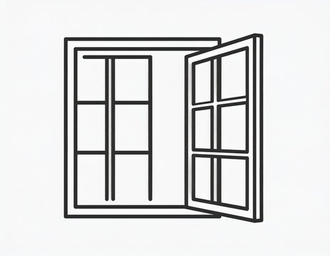 Opened window icon. Vector symbol in linear style

