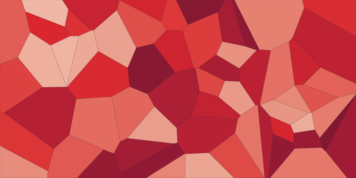 Rich coral and red voronoi polygon mosaic pattern background