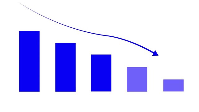 Against the background of the red graph, which is going down, there is an upset manager