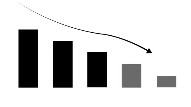Against the background of the red graph, which is going down, there is an upset manager