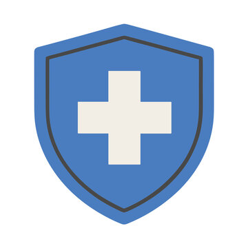 Blue shield with white cross
