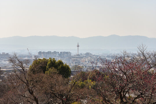 Downtown Kyoto with TV Tower as Seen From Kiyomizu-dera Buddhist Temple, Japan