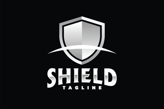 Metallic Shield Logo with Swoosh