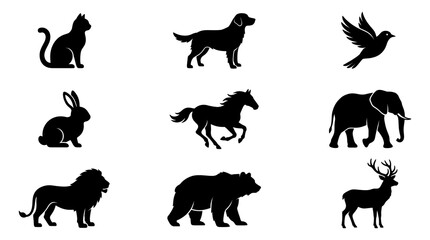 Fototapeta premium Farm Animals Silhouettes Vector Collection for Farm, Agriculture, Rural Life, Livestock, Countryside and Animal Illustration Design