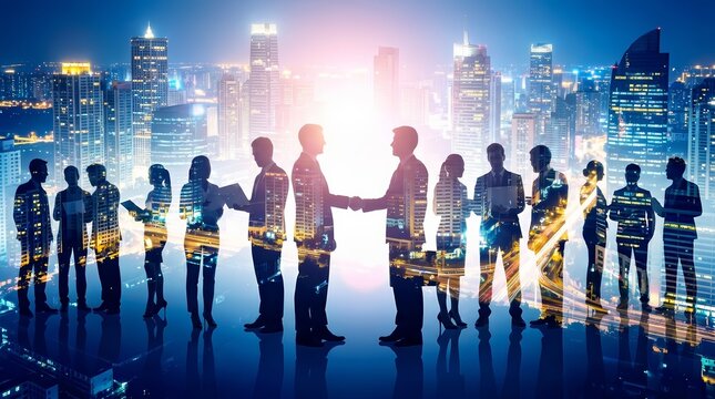 A group of business professionals working together within an international company setting.
