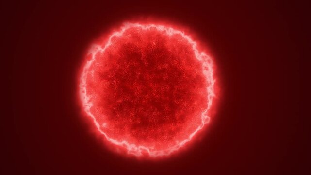 Glowing red energy sphere formed by fiery plasma
