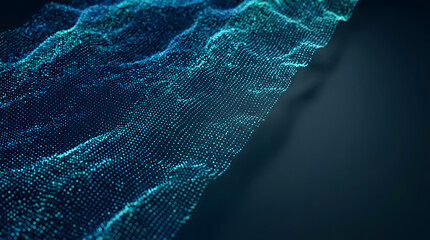 Naklejka premium Abstract blue digital particle wave background representing data flow and network technology.
