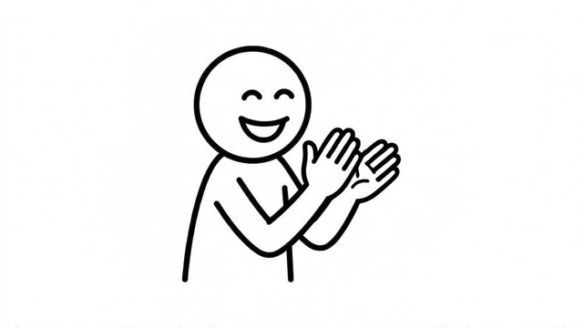 Animated Stick Figure Clapping Hands Audience Applause Concept