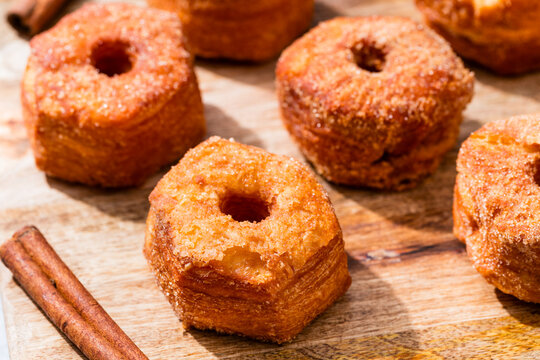 Homemade Sweet Cinnamon Sugar Croissant Cronut Doughnuts