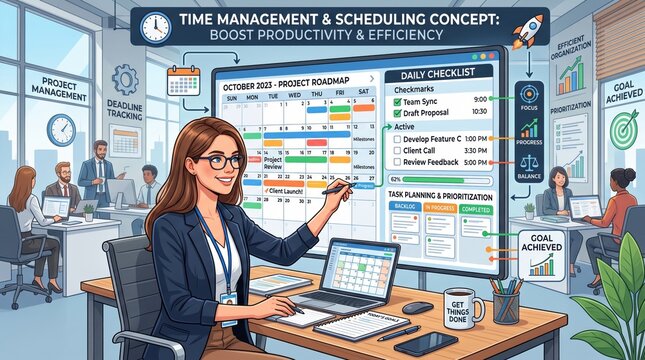 Workspace focused on time management and scheduling concepts for projects