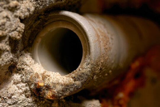 Old sewage pipe in wall