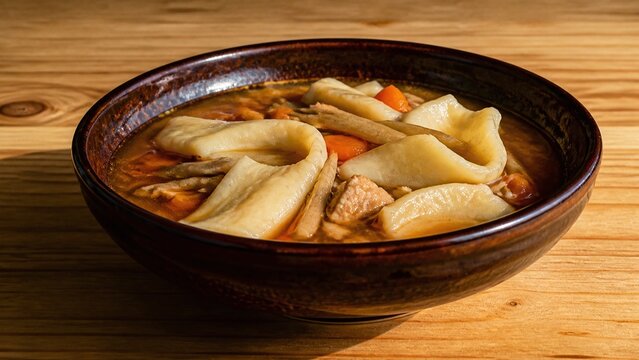 ひっつみ 手でちぎった小麦だんごの汁 岩手の郷土料理と杉の一枚板