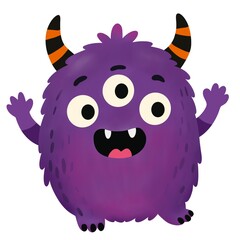 Cute kids monster illustration. For Halloween designs, children's parties, nursery decor, stickers, invitations, cards, apparel, kids' products. © Anikart