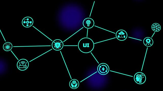 UI user interface technology concept featuring digital application design, interactive controls, connected systems, software innovation and modern user experience.