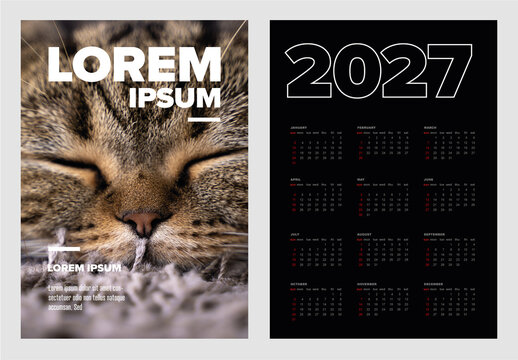 2027 Yearly Print Ready Wall Calendar Template 
