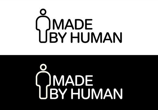 Made by Human Badge Label Icon Set for Content Verification