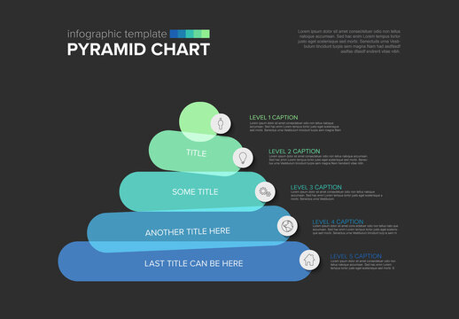 Modern Five Level Pyramid Chart Infographic Template with Icons