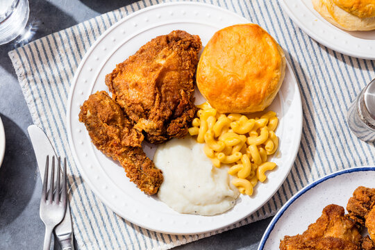 Homemade Fried Chicken Dinner with Mashed Potatoes