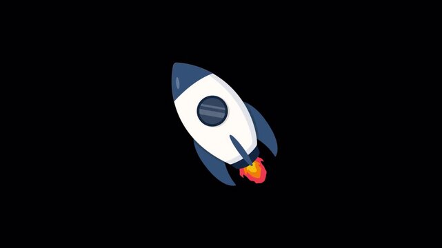 Animated Rocket Ship Flying Through Space - Transparent