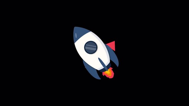 Animated Rocket Ship with Rising Growth Arrow - Transparent
