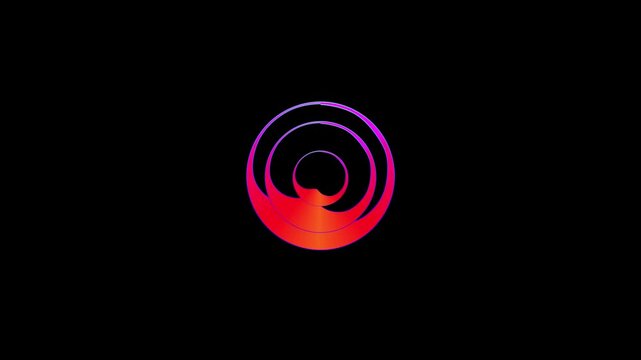 Minimalist circle audio waveform animation, glowing Colourful frequency lines on circle shape, pulsing neon sound spectrum for music production and digital interfac