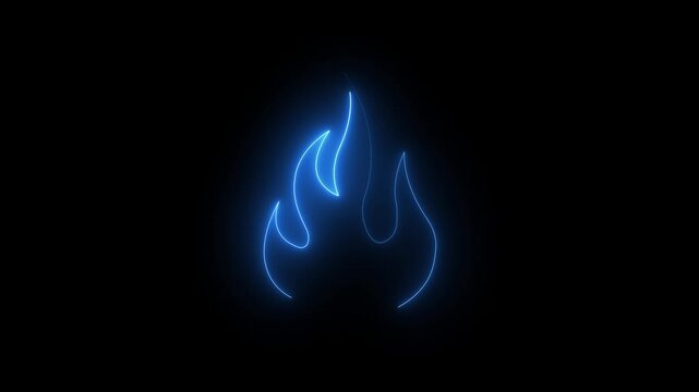 Glowing -colored abstract fire flame outline animation bundle on dark background.