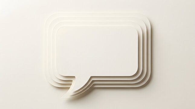 A minimalist composition featuring stacked off white paper sheets creating a subtle layered effect with a gentle organic bubble like form and
