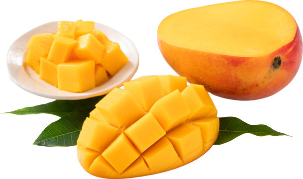 Fresh ripe mango fruit isolated on white background with clipping path