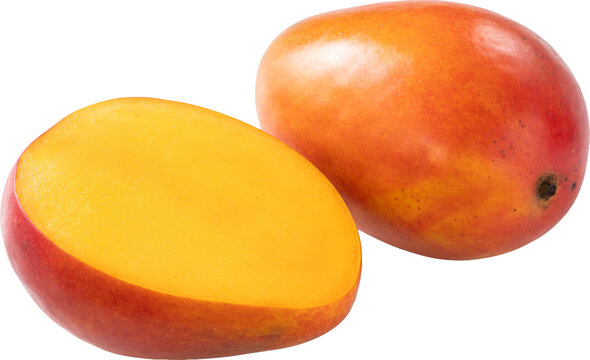 Fresh ripe mango fruit isolated on white background with clipping path
