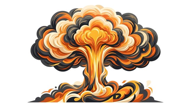 Stylized cartoon mushroom cloud explosion graphic