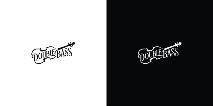Double bass musical instrument vector typography logo design