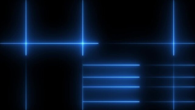 Glowing Neon Light Grid Lines Animated Abstract Motion Background Loop on Black