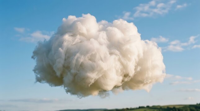 A single fluffy white cloud floating in a clear blue sky during a bright sunny day