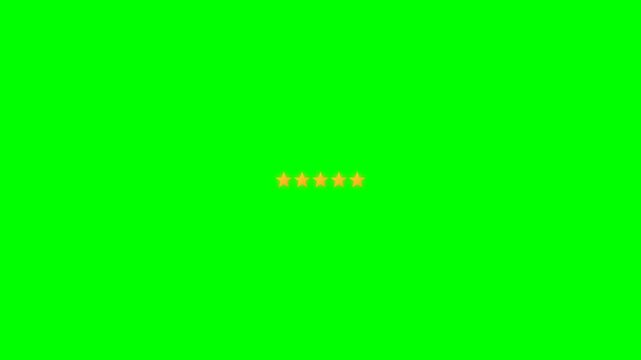 Five Gold Star Rating Animation on Green Screen