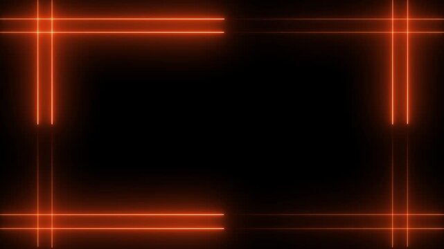 Glowing Neon Light Double Lines Frame Motion Background Loop on Black