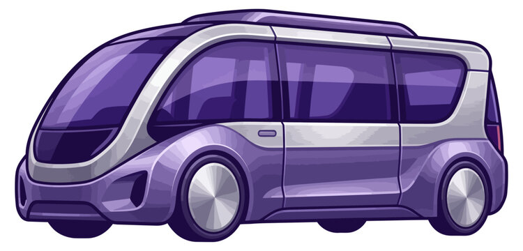 Futuristic autonomous electric shuttle bus for modern urban public transportation services.