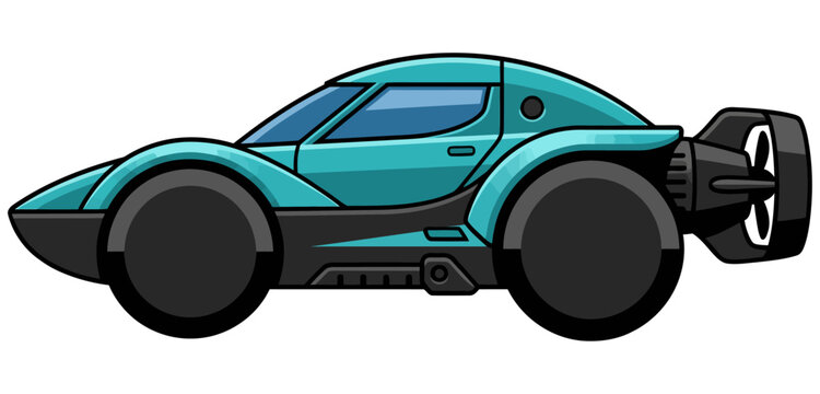 A stylized teal amphibious car icon isolated on a white background for modern transport concepts.