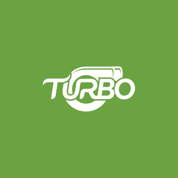 turbo typography automotive engine logo design vector