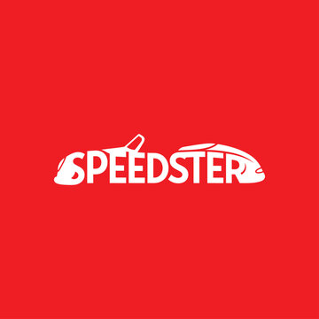 speedster red car typography logo design vector