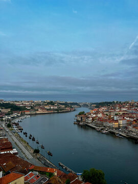 High Angle View of Douro River and Historic Porto Cityscape, Portugal