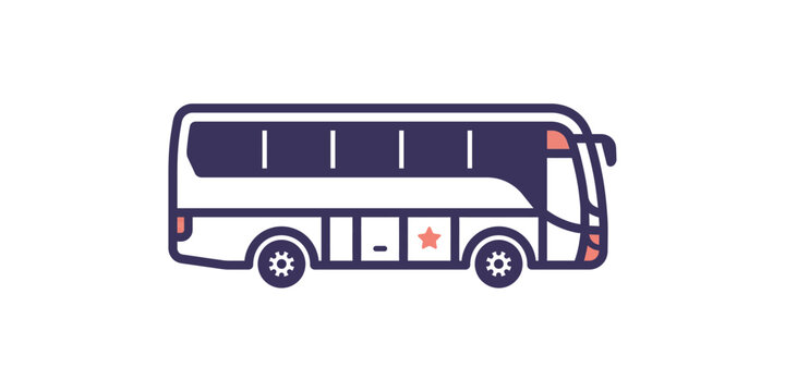 Tour bus is illustrated as a long distance travel vehicle icon featuring red star markers.