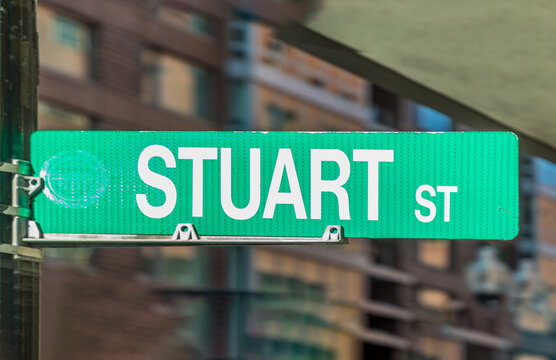 street sign Stuart Street in Boston, Massachusetts