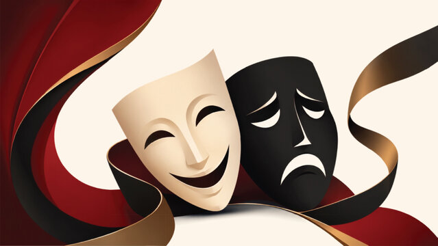 Vector paper cut theater festival poster template on brown background
