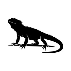 Fototapeta premium Lizard silhouette standing pose vector illustration, Lizard silhouette standing pose